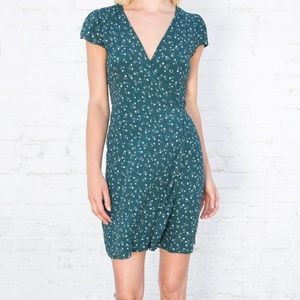 Brandy Melville Floral Green Wrap Dress